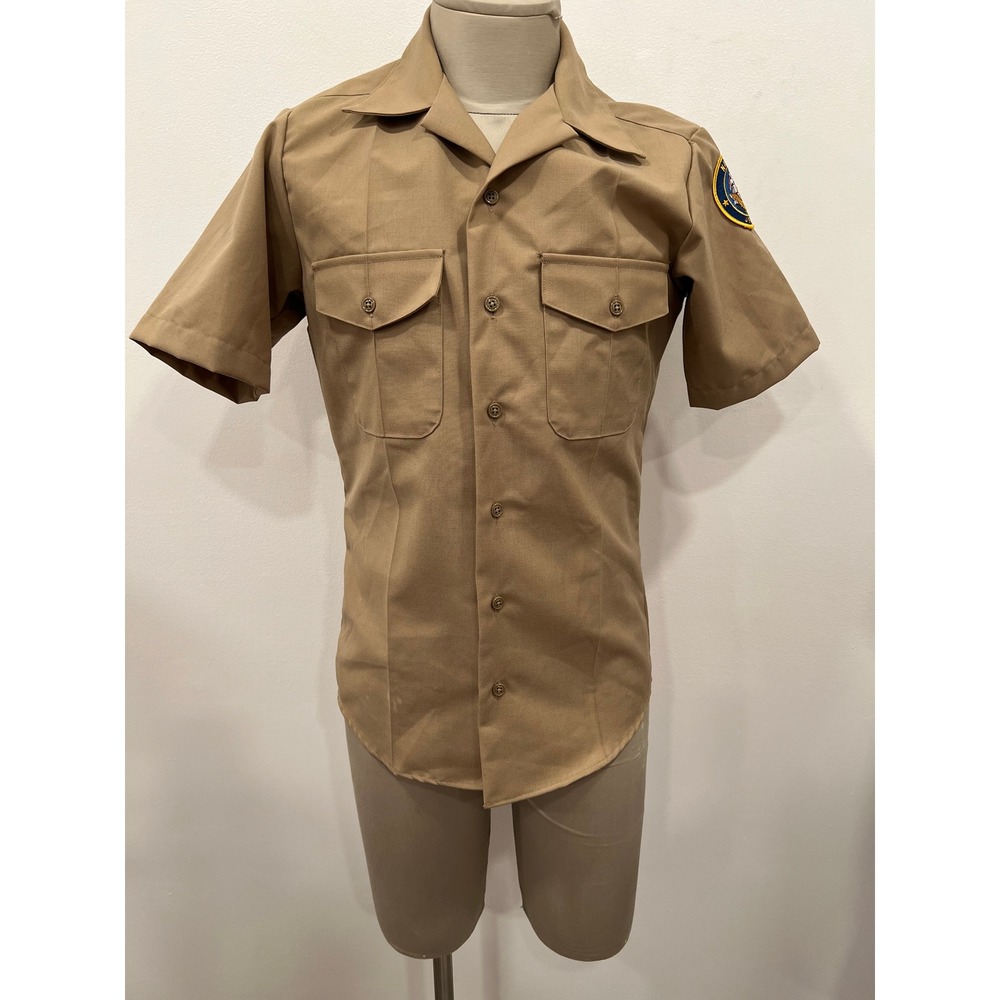 Creighton Apparel US Military Shirt Mens Small Khaki Tan Short Sleeve New